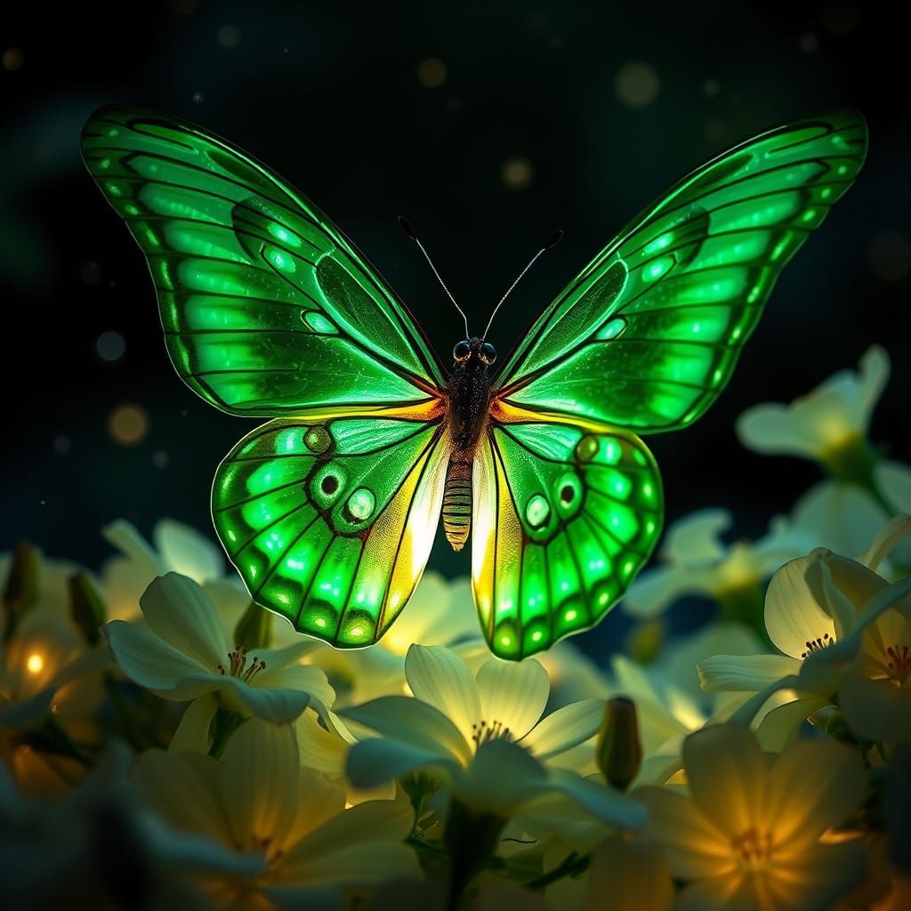 Giant Moon Moth in Enchanted Lunar Garden