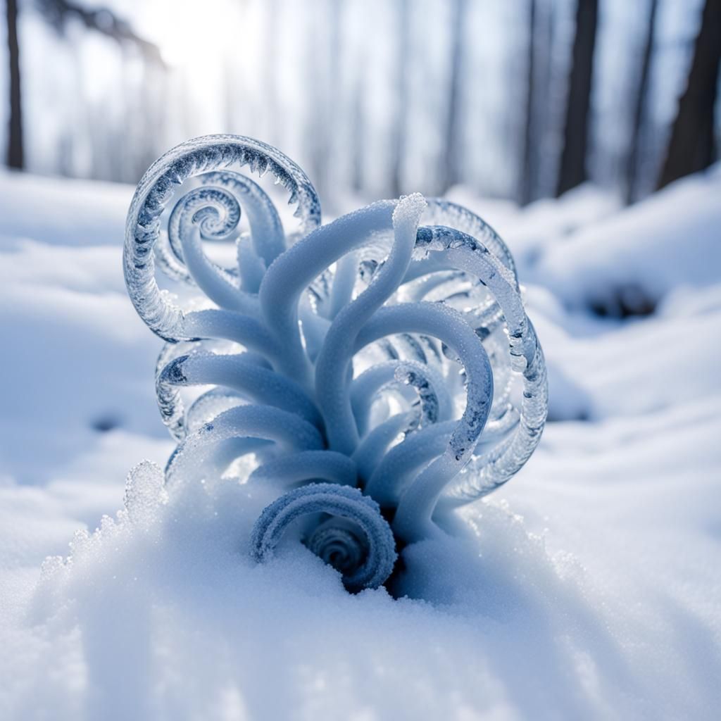 Spiral Crystal Plant Growing Underneath Snow