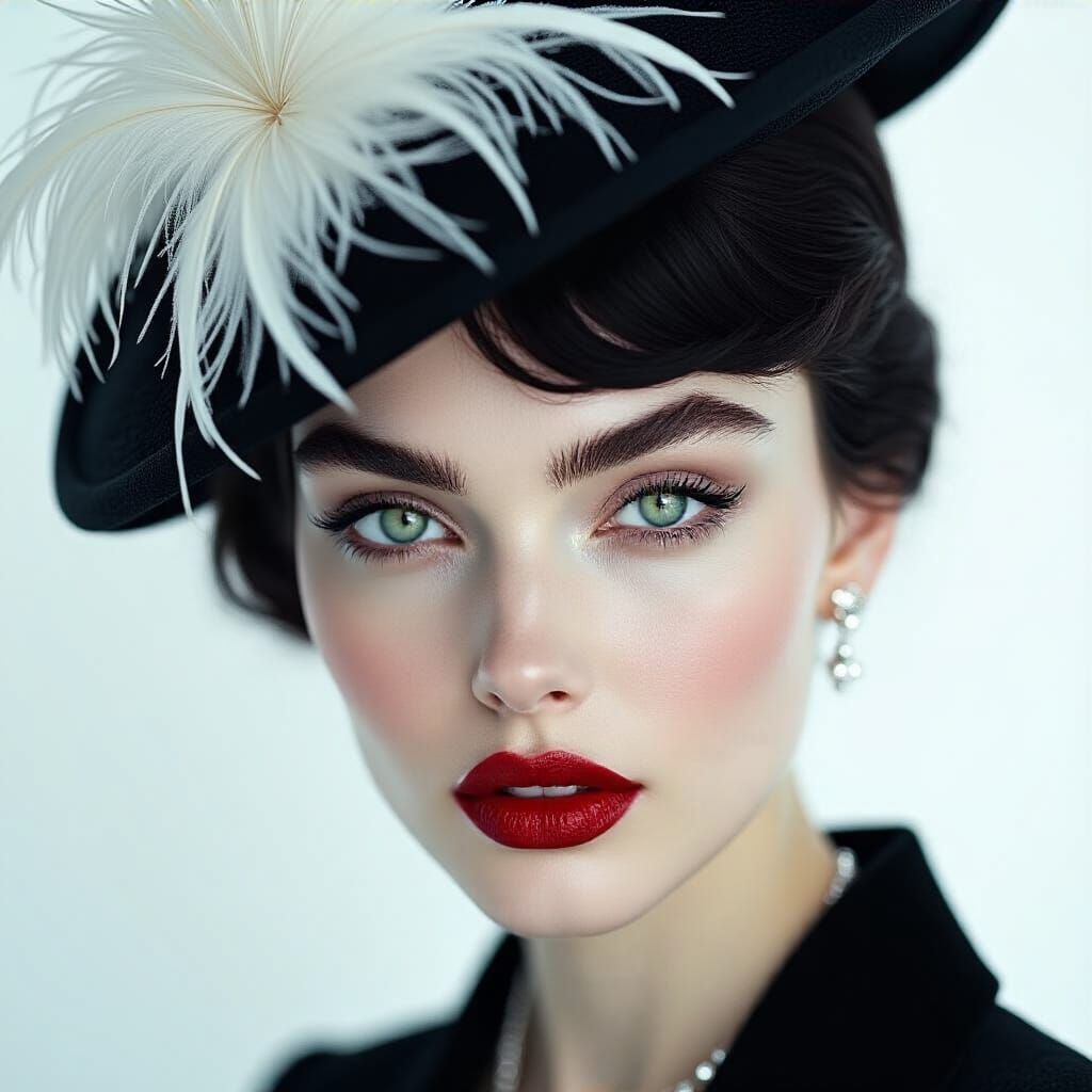 Elegant Woman in Stylish Hat, Evoking Natural Sensuality