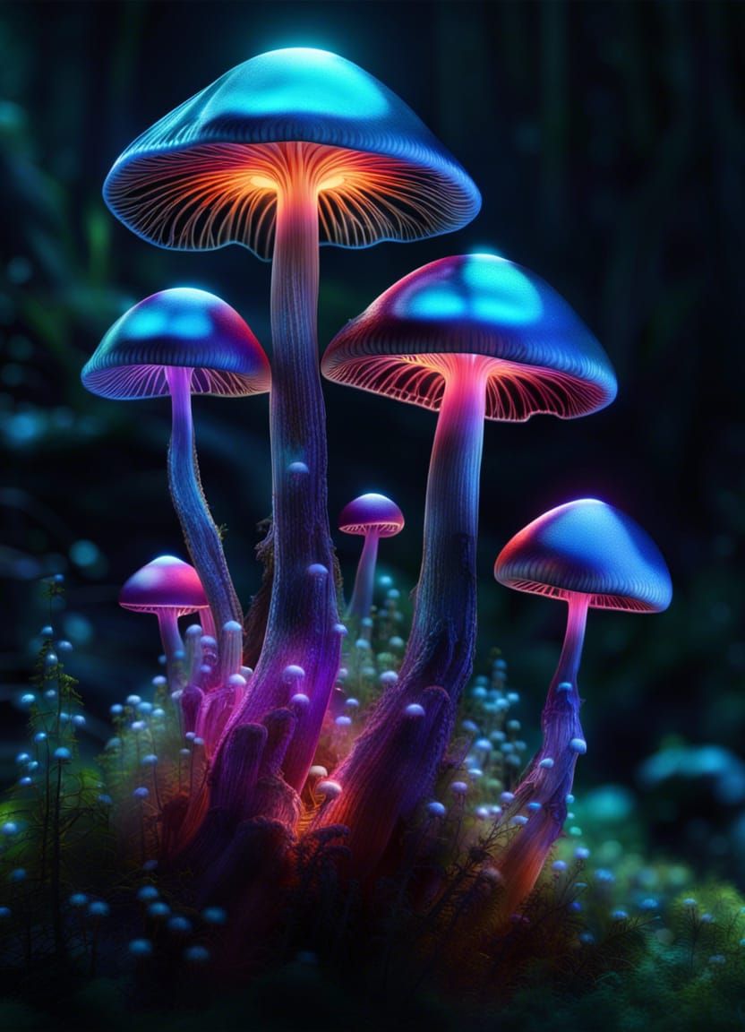 Bioluminescent Mushrooms in Ethereal Fantasy Art