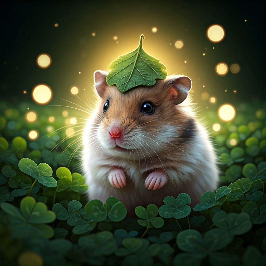 Hamster in Leaf Hat: Magical Realism Image