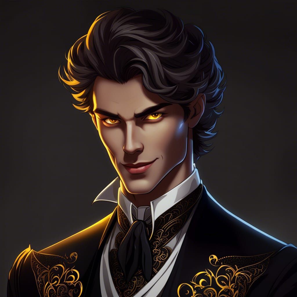 Handsome Devil with Glowing Eyes and Dark Energy