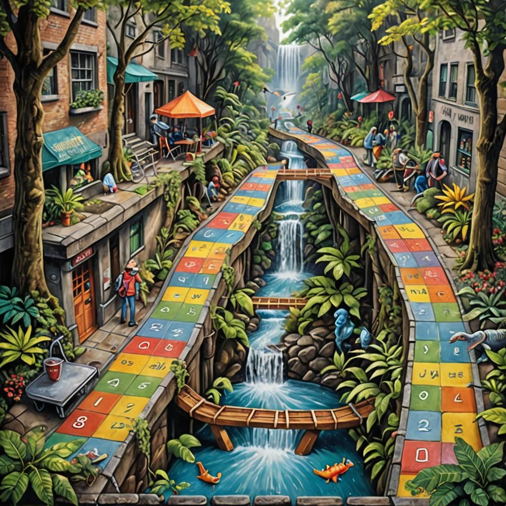 Surreal Chalk Art: Chutes and Ladders Canyon