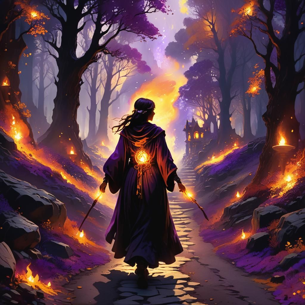 Soul Guided by Spirits on Glowing Path