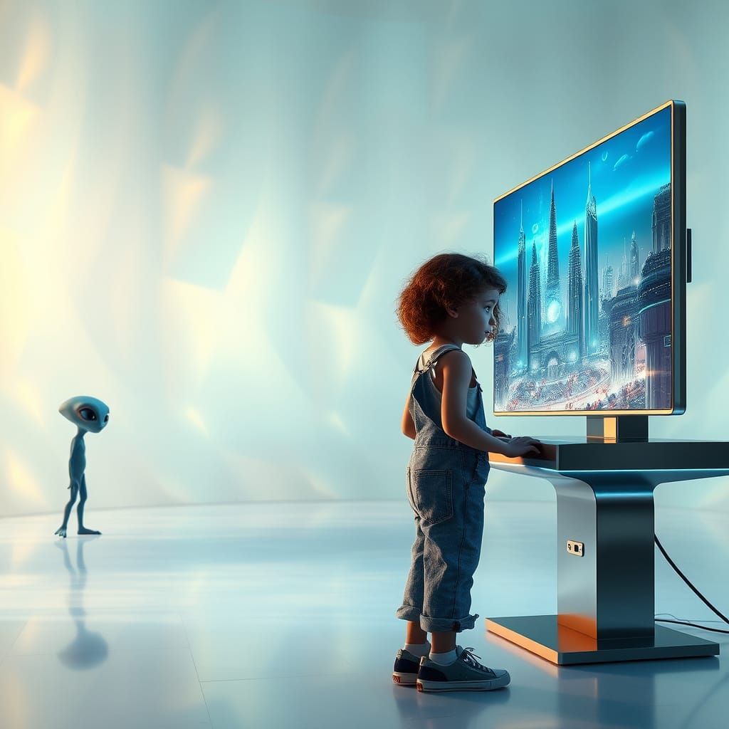 Alien Encounter in an Iridescent Chamber