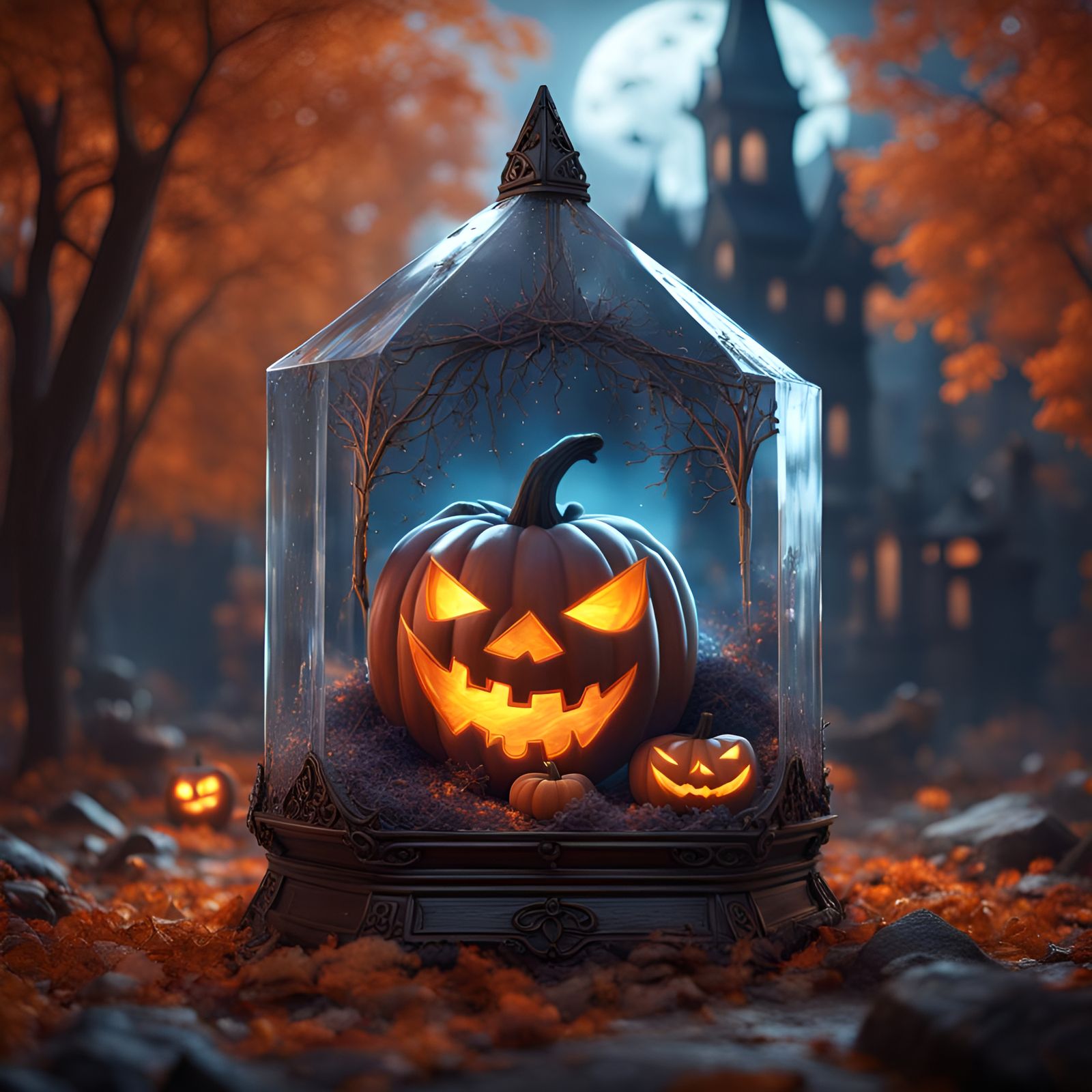 Halloween Crystal with Intricate Details and Deep Color