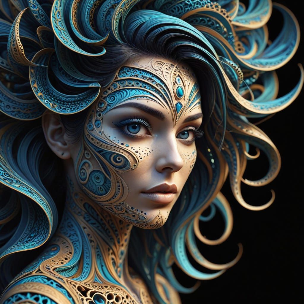 Hypnotic Abstract Vector Fractal with 3D Shading