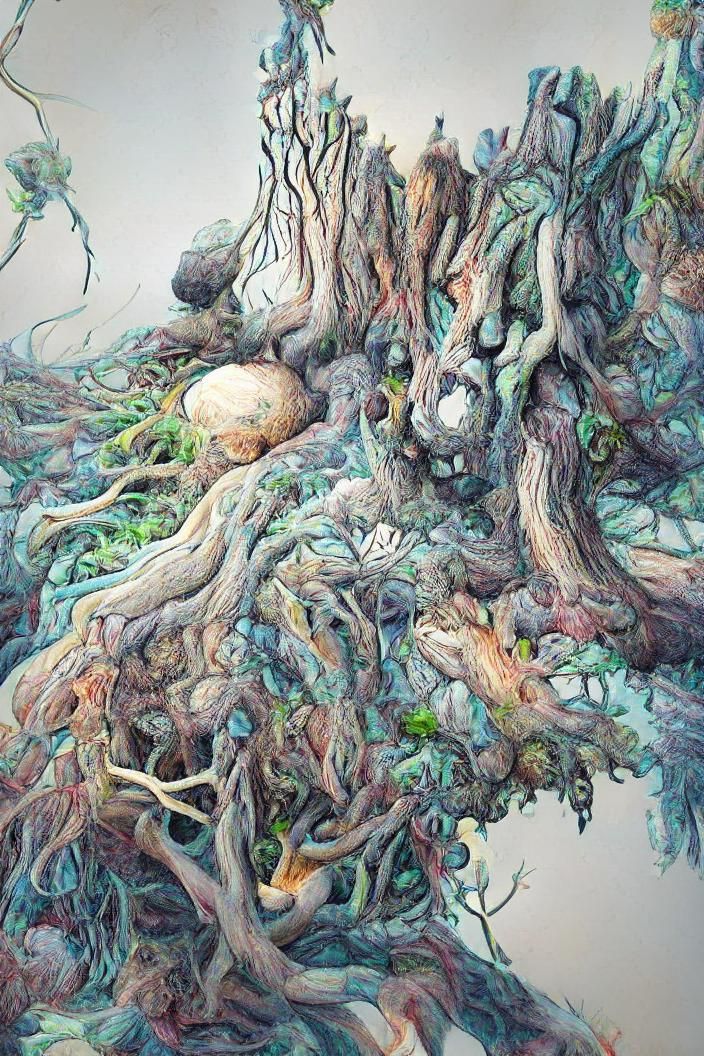 Surreal Roots and Barnacles in Abstract Style