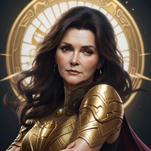 Detailed Portrait with Golden Lighting in Art Nouveau Style