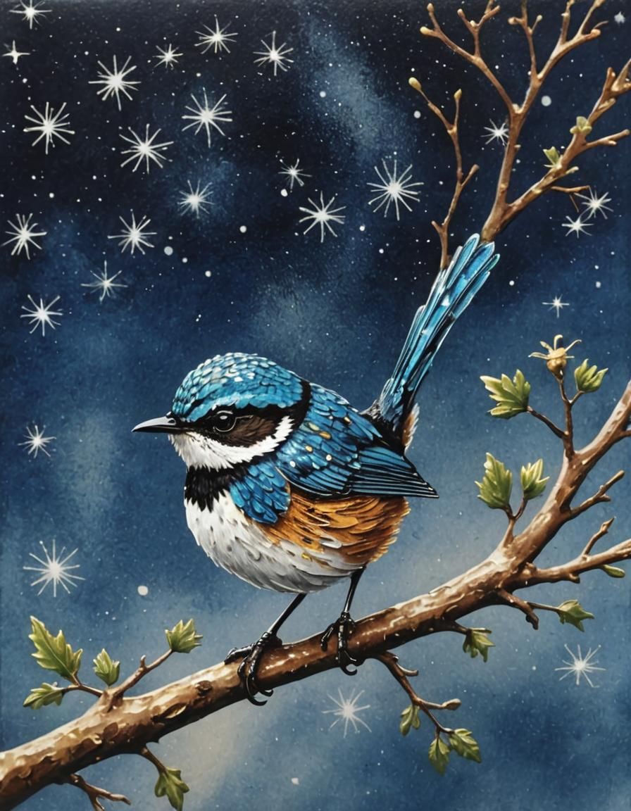 Brilliantly Polished Enamelled Metal Wren Sculpture