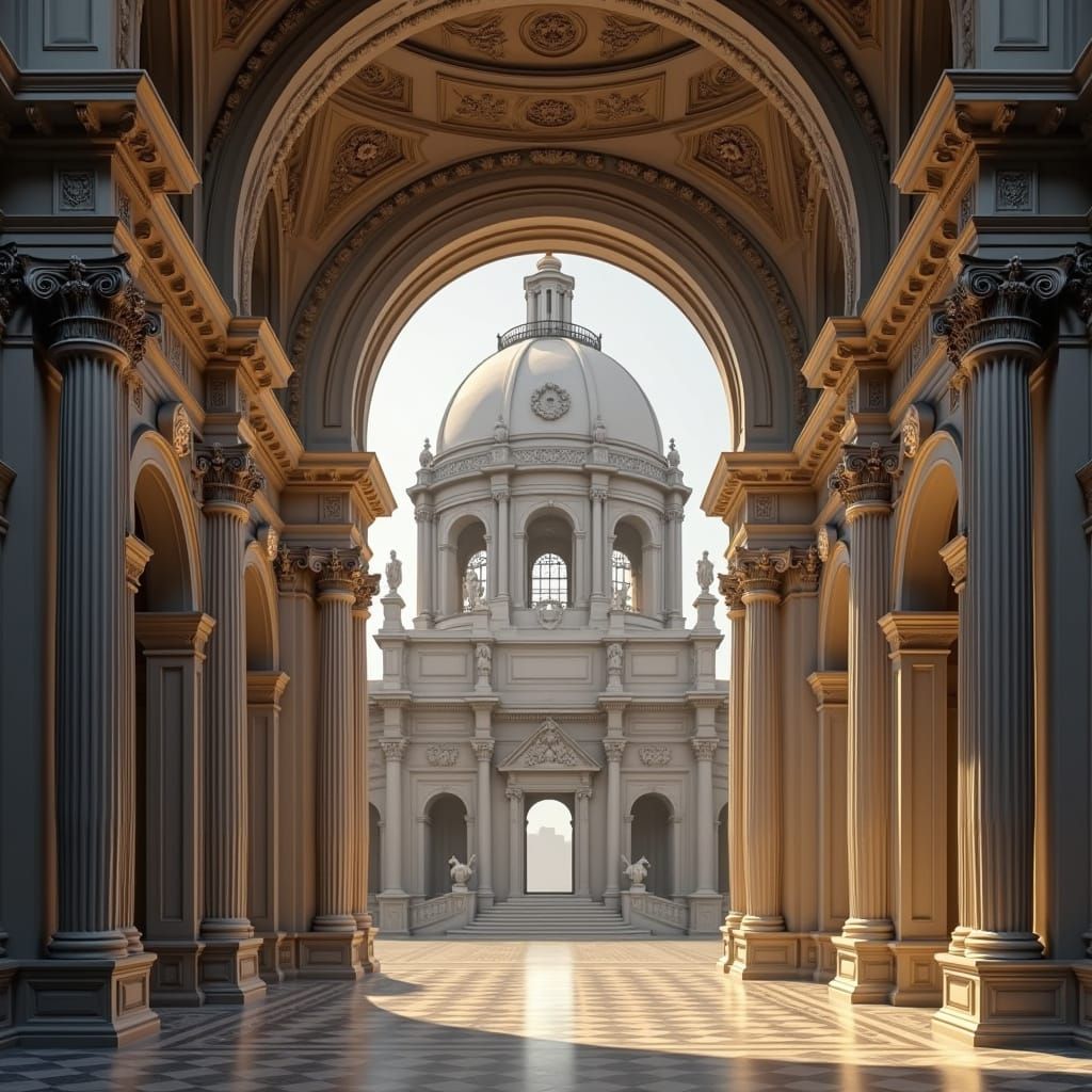 Renaissance Architecture with Golden Ratio Facade