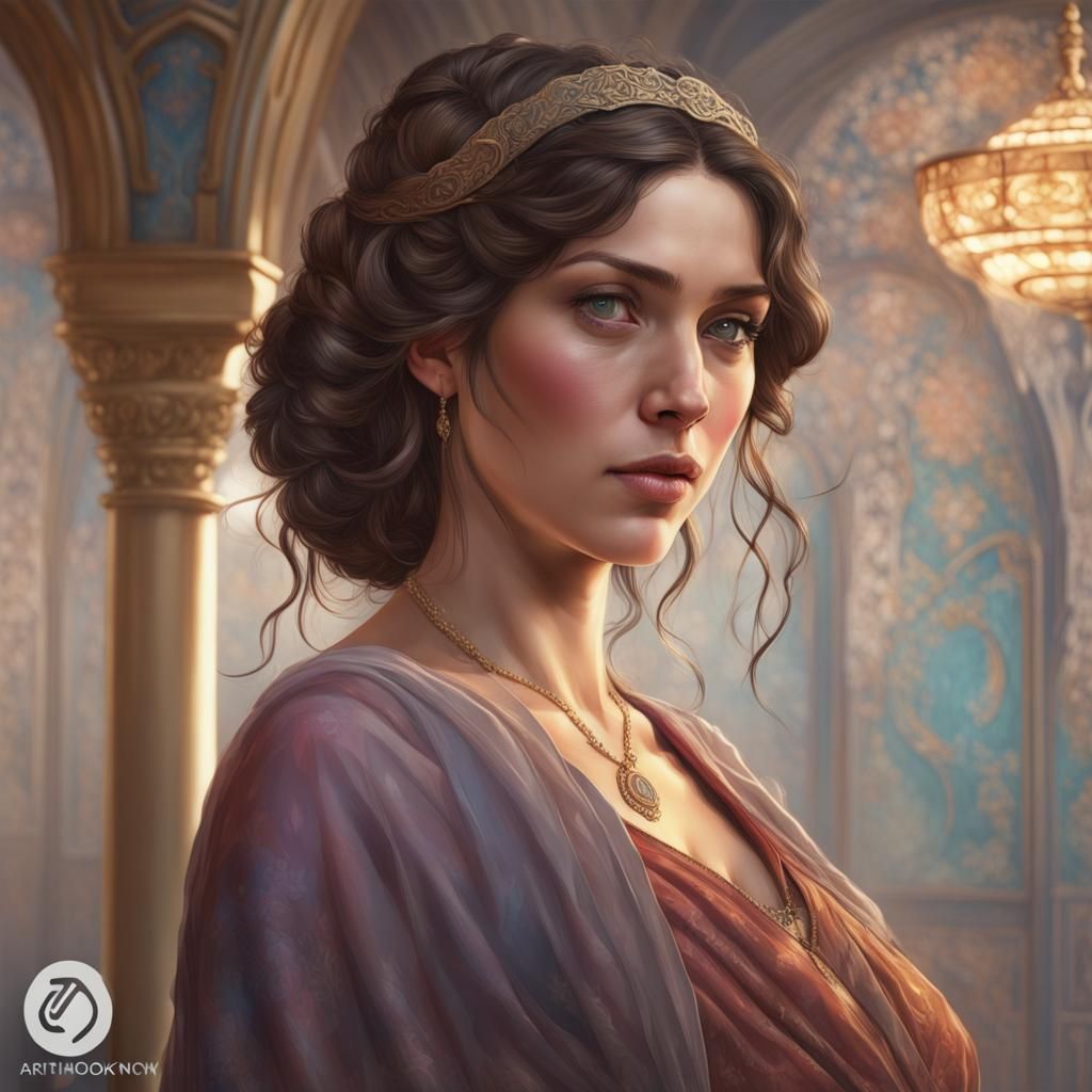 Pregnant Woman Portrait in Hyperdetailed Style