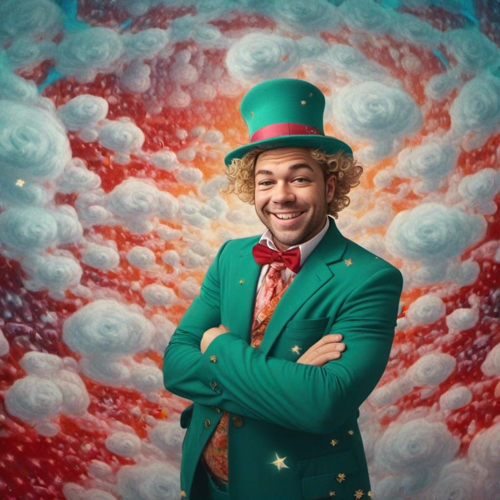 Cat in the Hat in a Dreamy Cosmic Scene