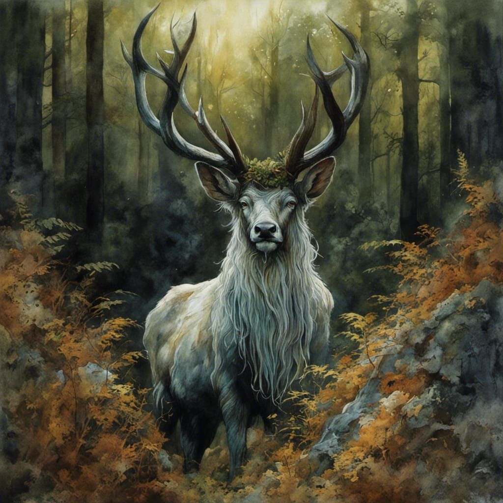 Cernunnos: The Horned God in Watercolour