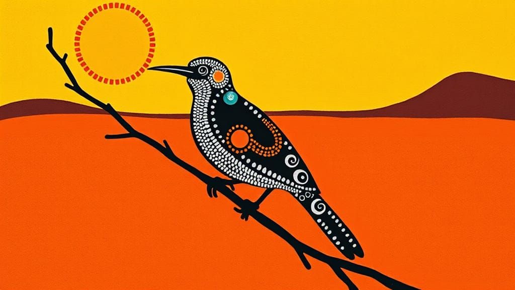 Aboriginal X-Ray Art Bird on Branch