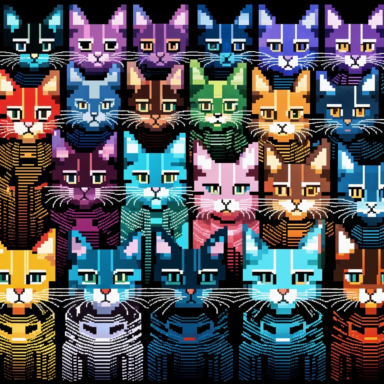 Pixel Art: A Multitude of Pixelated Cats