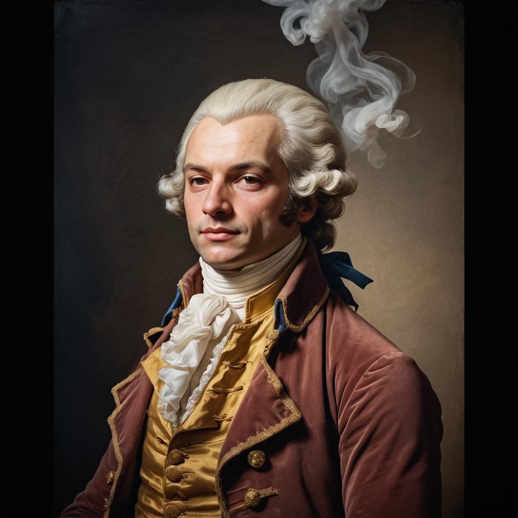 Realistic Portrait of Robespierre in 18th-Century Attire