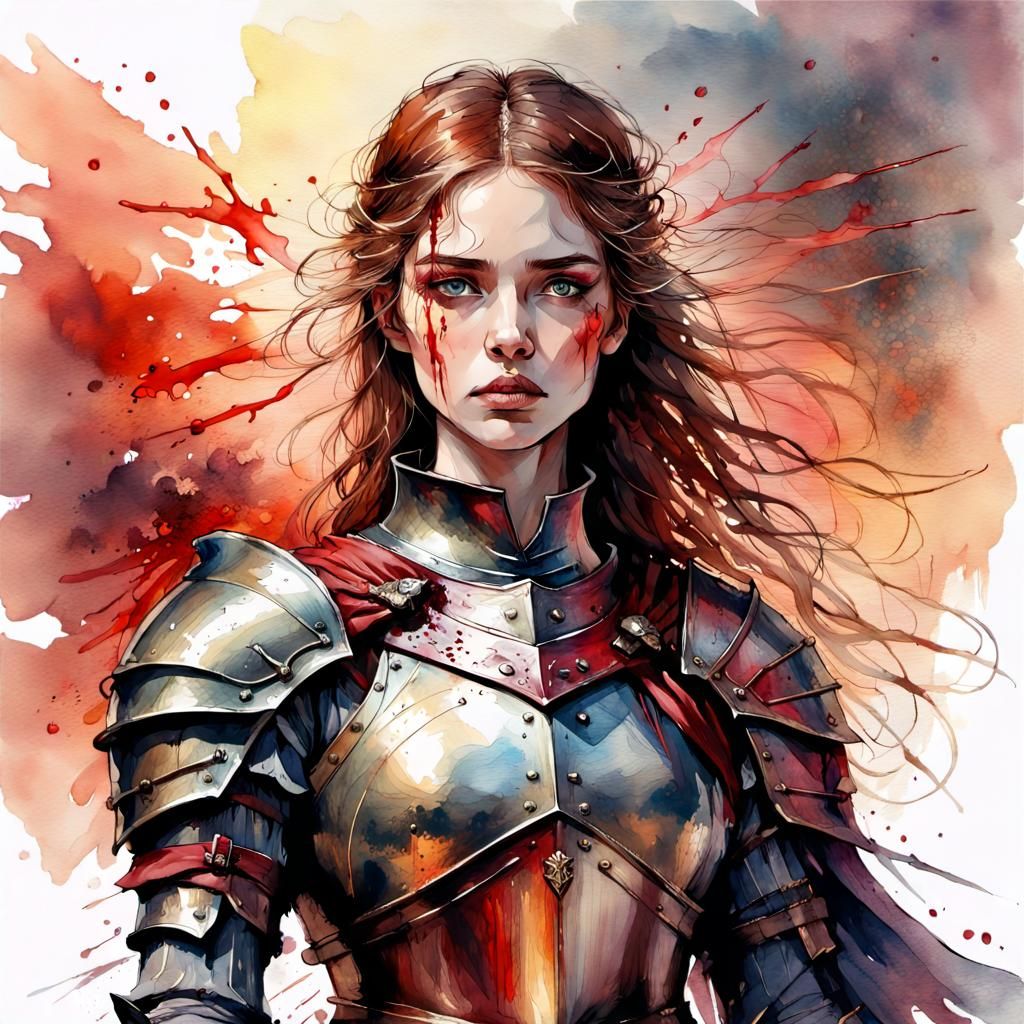 Epic Medieval Knight in Digital Watercolor