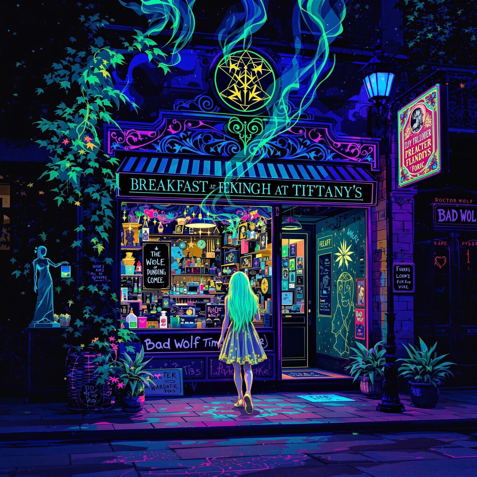 Sacred Geometry Cannabis Witch Confronts the Elements in Psy...