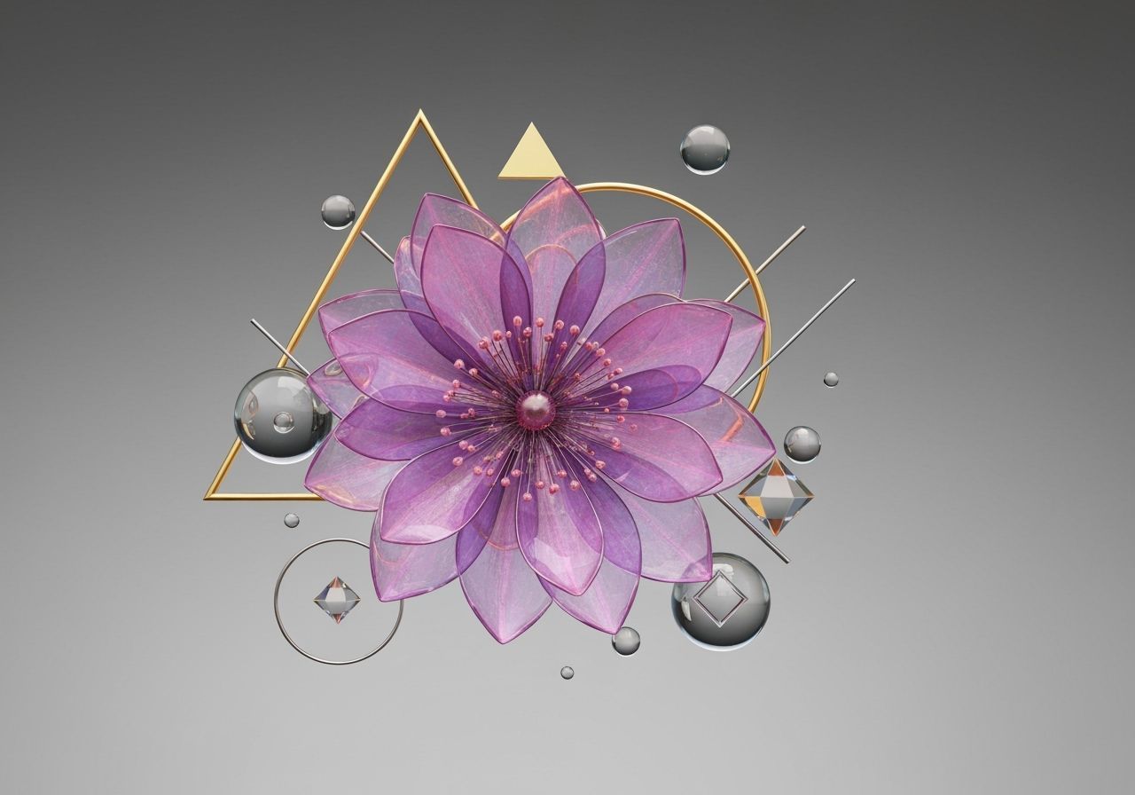 Translucent Flower in Geometric 3D Abstract