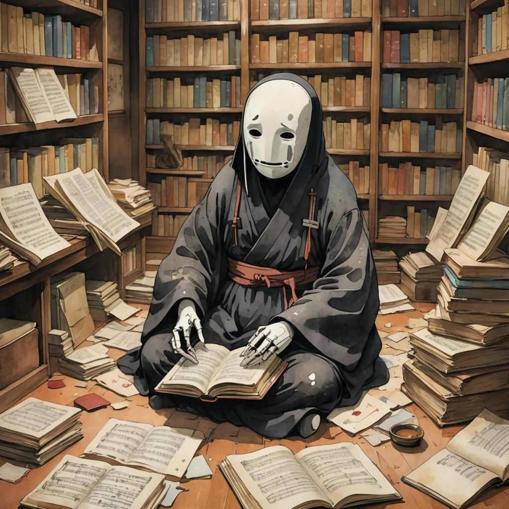 No-Face Reading in a Manga-Inspired Library