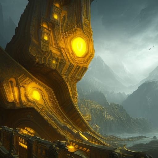 Fantastical Yellow Matte Painting in Deep Color
