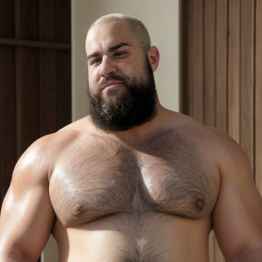 Stocky Portuguese Man Smiles in Moroccan Bathhouse