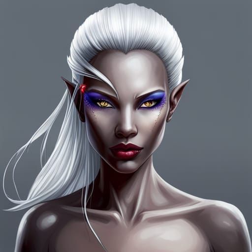 Beautiful Drow Elf Woman Portrait