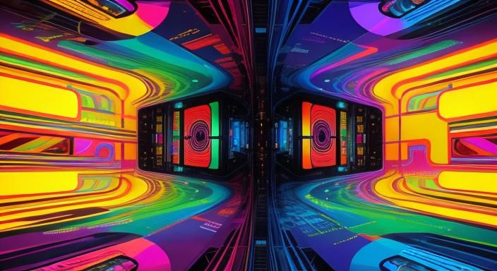 Kaleidoscopic Futuristic Cityscape in Digital Art Style