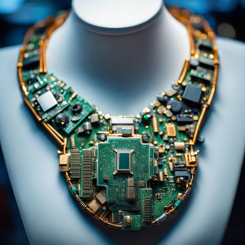 Circuit Board Statement Necklace: Recycled Tech Jewelry