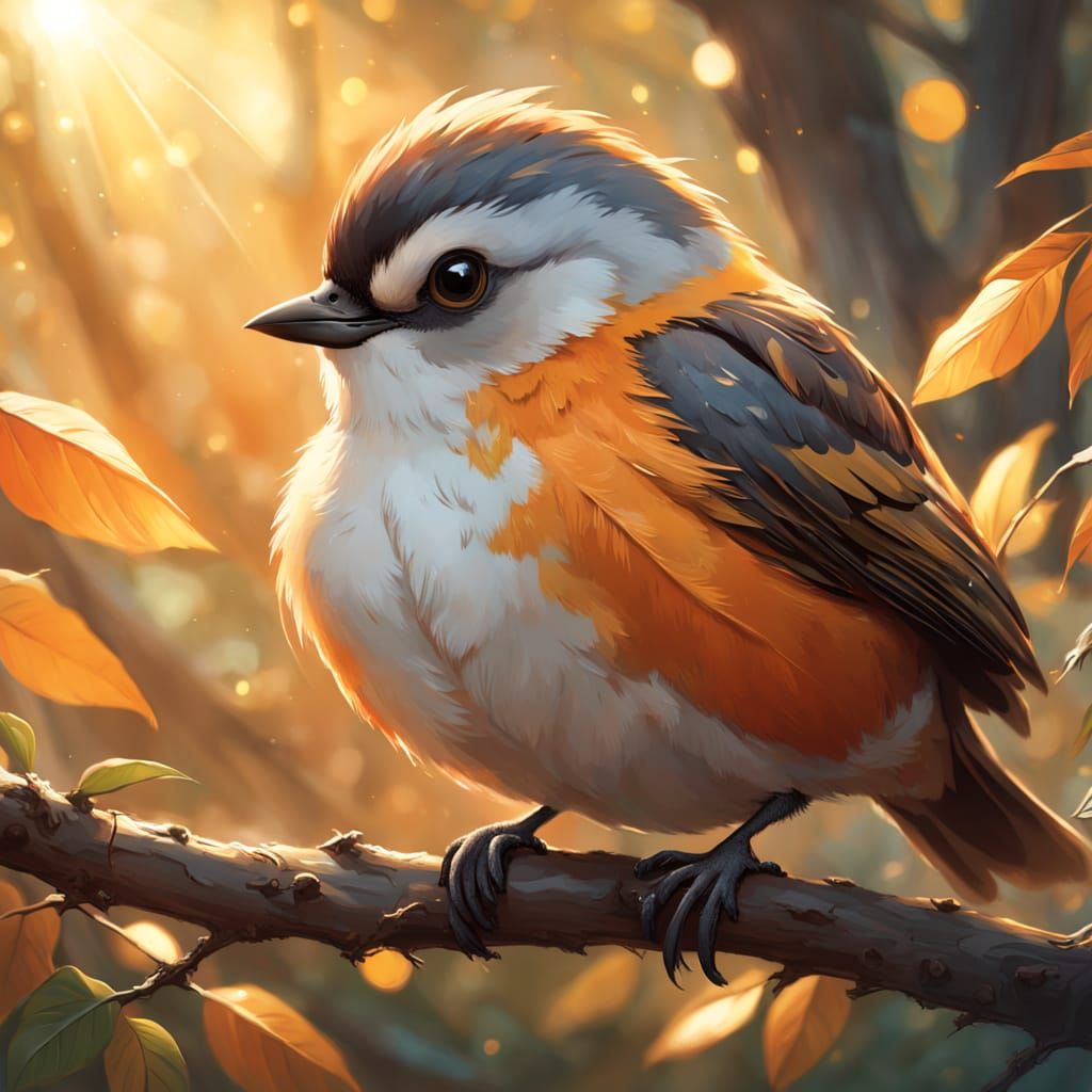 Vibrant Avian Portrait in Warm Orange Light