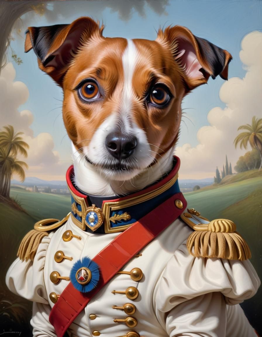Jack Russell Terrier as Napoleon, Cartoon Portrait