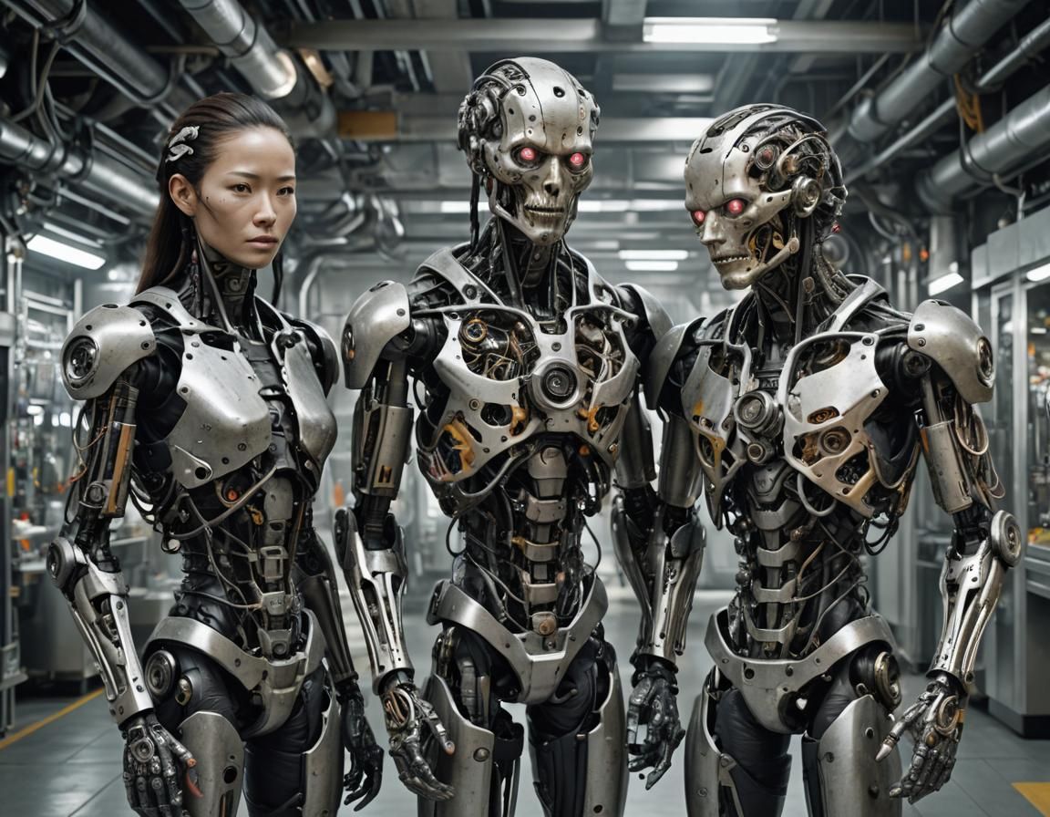 Three human-Borg cybernetic beings