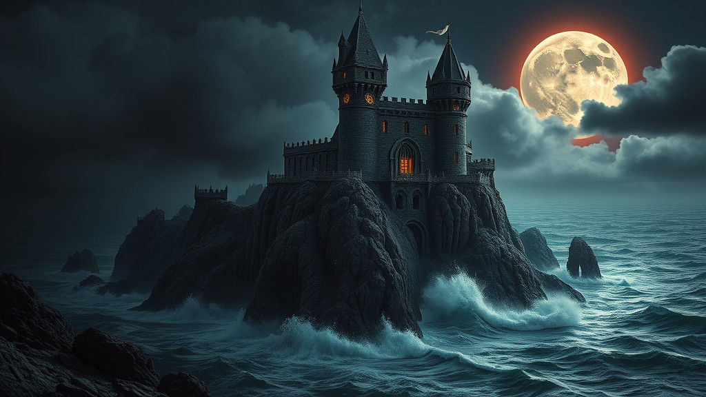 Lovecraftian Cyberpunk Castle with Impossible Architecture