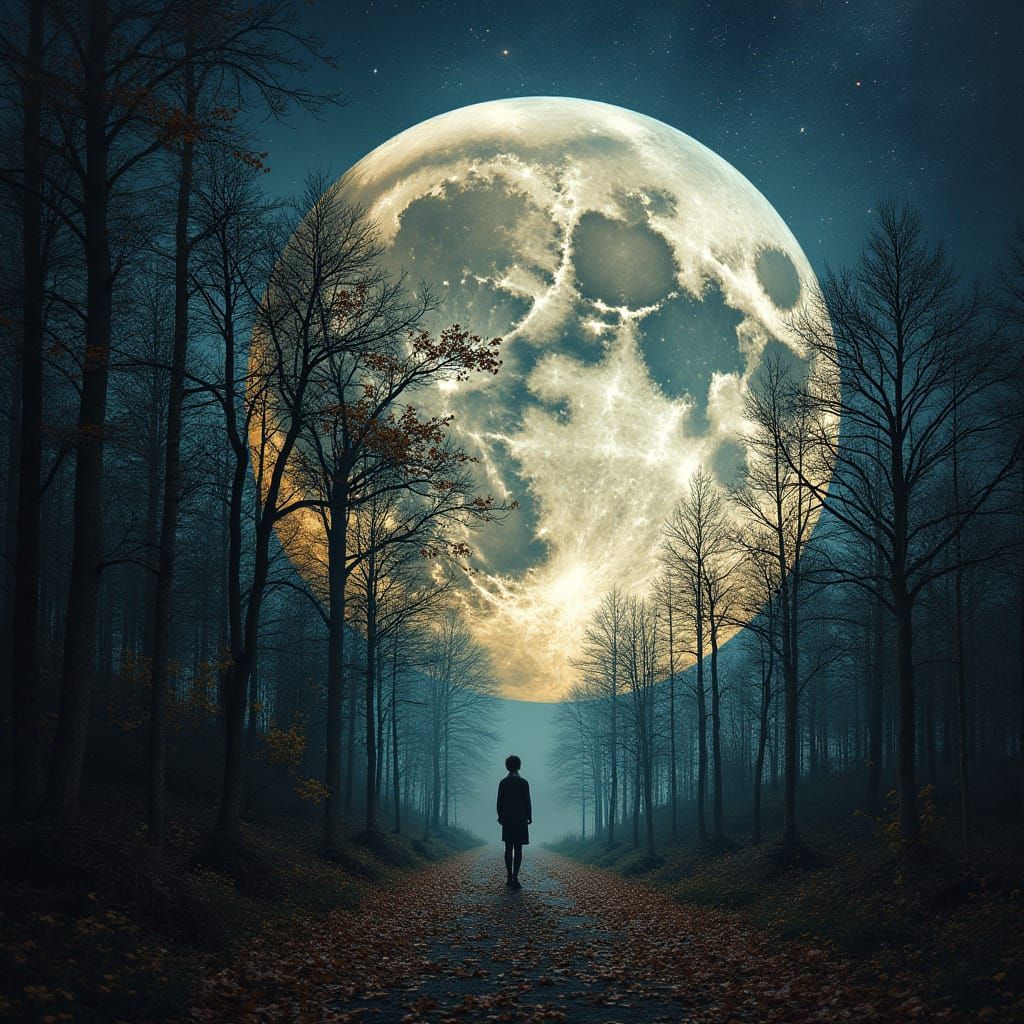Surreal Moonscape: Forest Within Moon