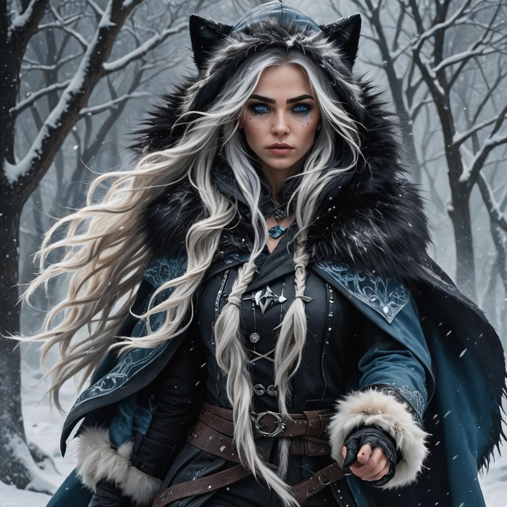 Winter Rogue with White Hair in Fantasy Art