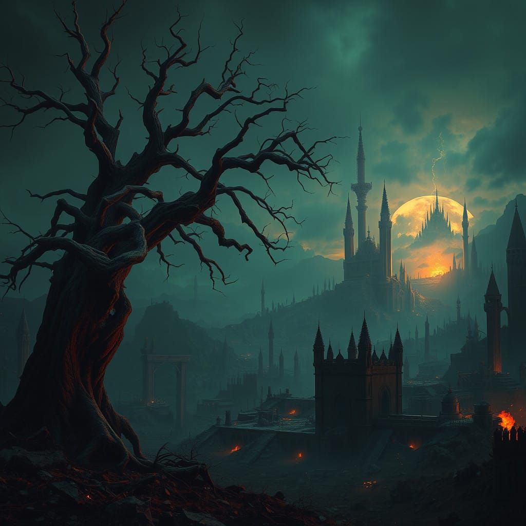 Desolate Post-Apocalyptic World Amidst Fading Light