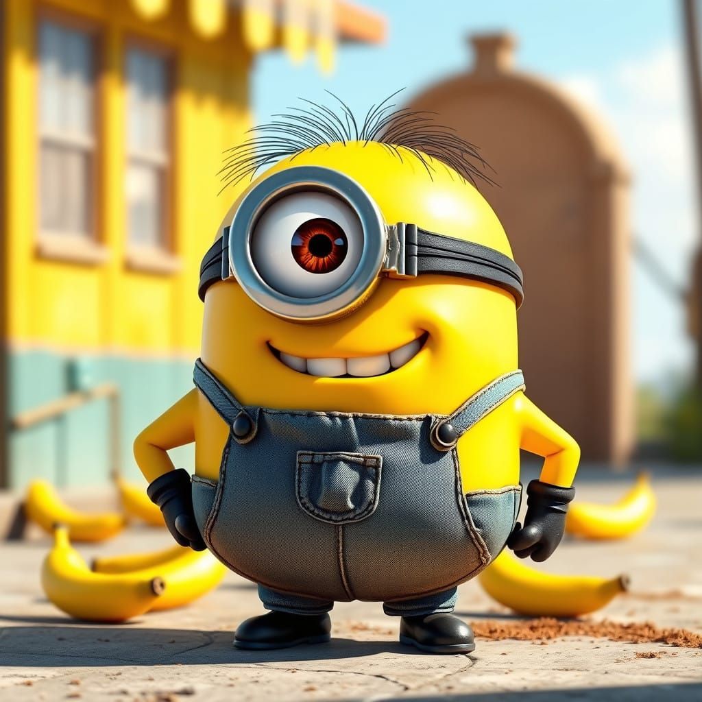 Despicable Me Inspired Minion in Sunlit Landscape