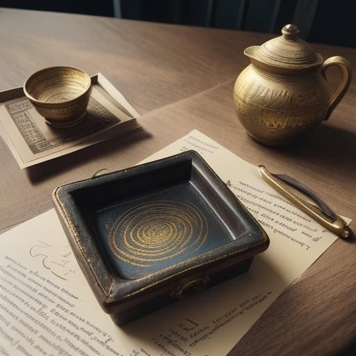 Golden Sepia Calligraphy on Parchment in 3D Style