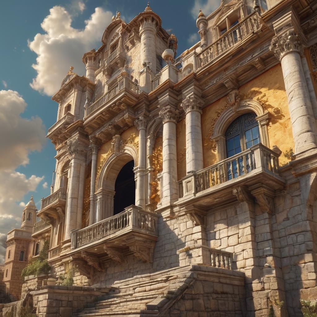 Majestic Jewel-Encrusted Castle in Fantasy Matte Painting