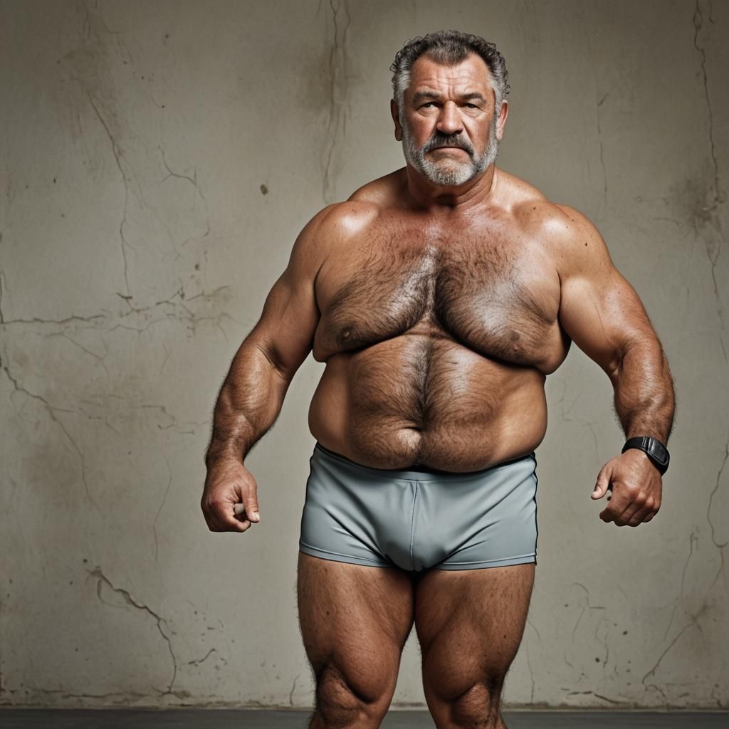Mature Wrestler Posing with Confidence in Studio Portrait
