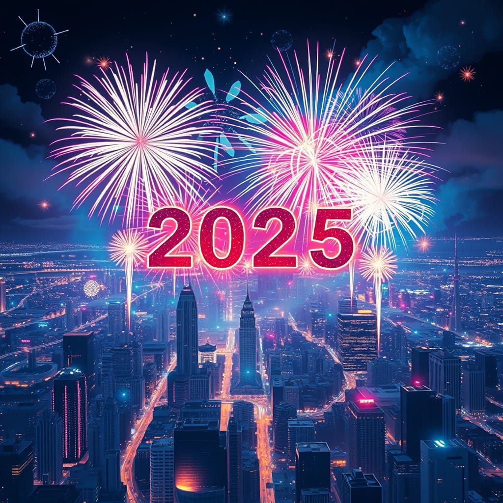 Futuristic New Year's Eve Fireworks Display