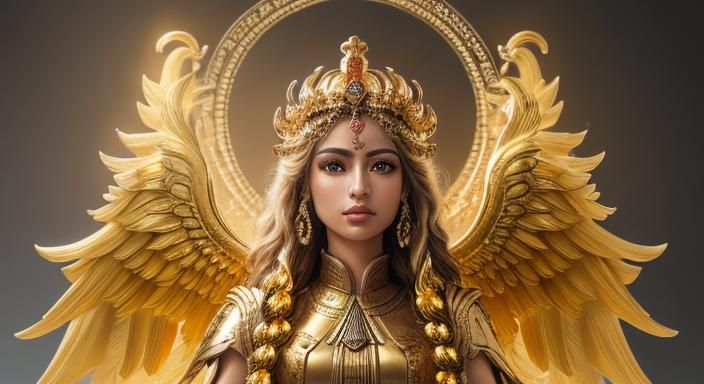 Brahma: Hindu Goddess of Knowledge in Golden Light