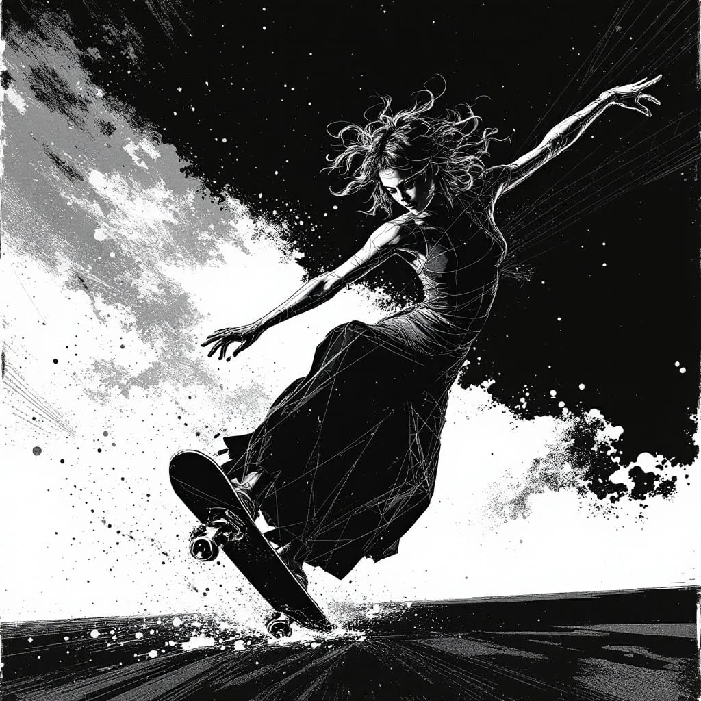 Baroque Goth Skater Queen in Tenebrous Light