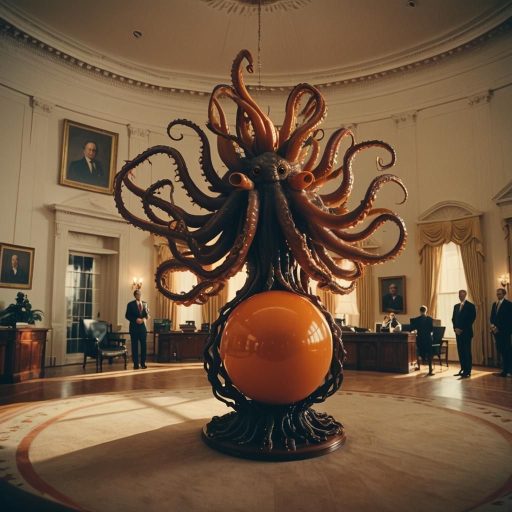 Eerie Orange Orb Dominates Oval Office: Cinematic Still