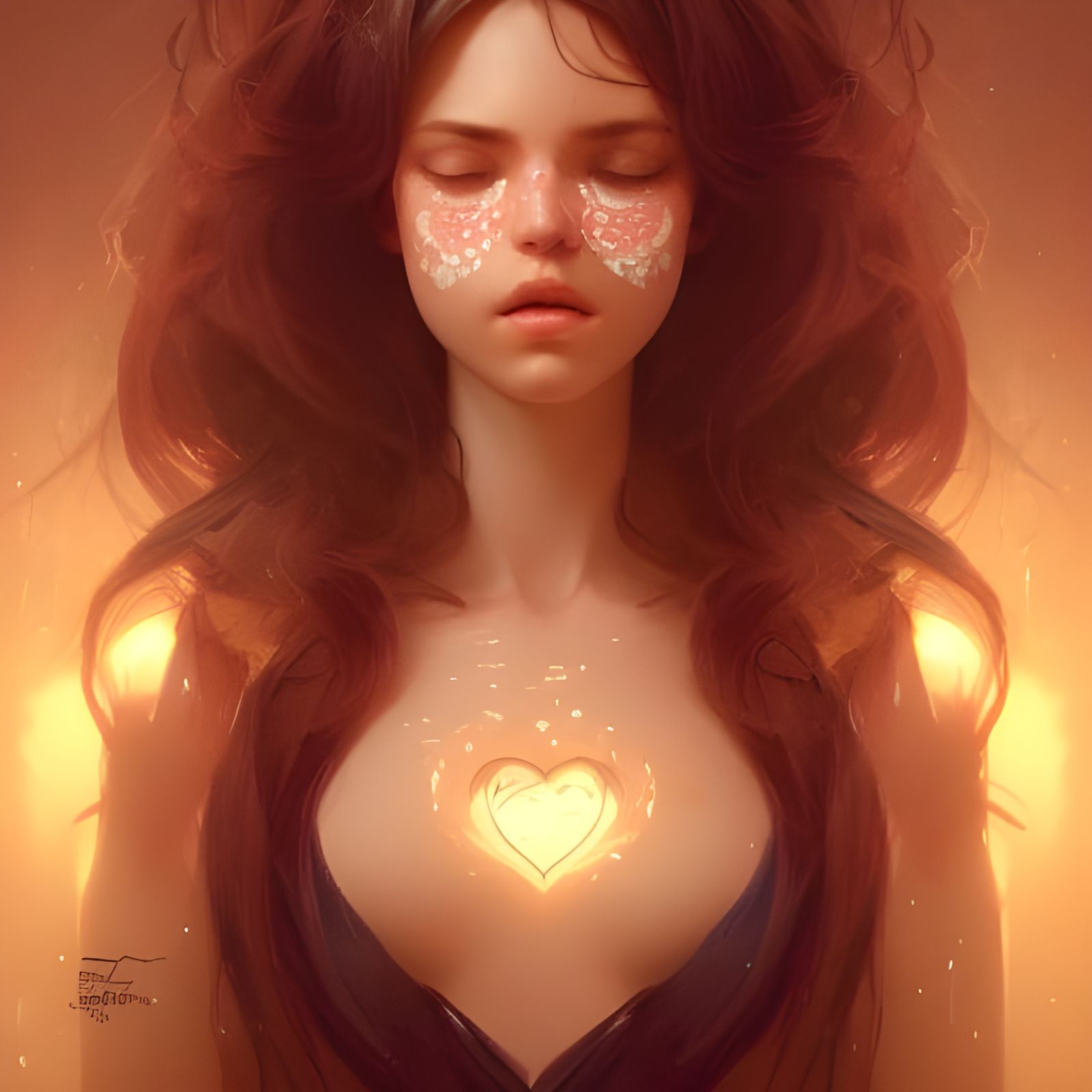 Finger Heart Portrait in Art Nouveau Style