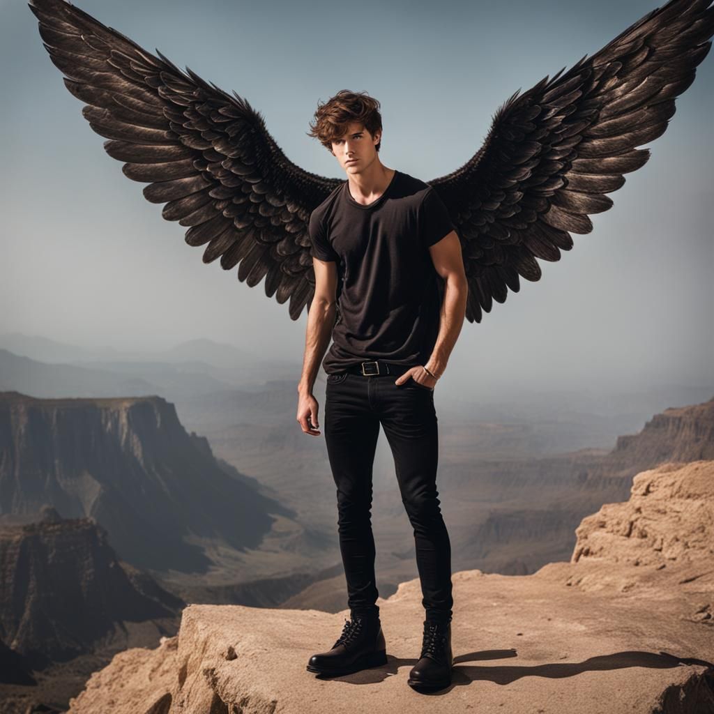 Boy with Dark Wings Digital Art