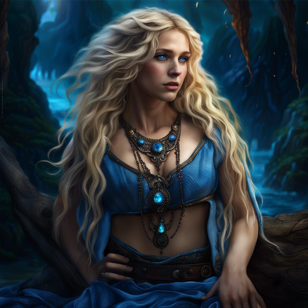 Amazon Sorceress in Detailed Matte Painting Style