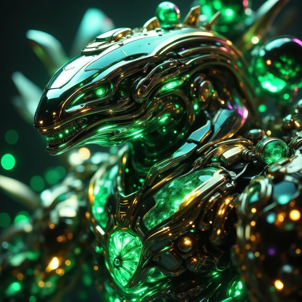 Ethereal Green Diamond Mech: Elegant, Iridescent, and Majest...