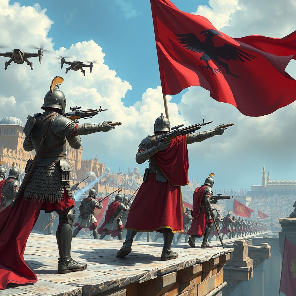 Medieval Warriors Unite Futuristic Forces in Epic City Siege